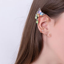 Copper rainbow gem elf ear cuff worn