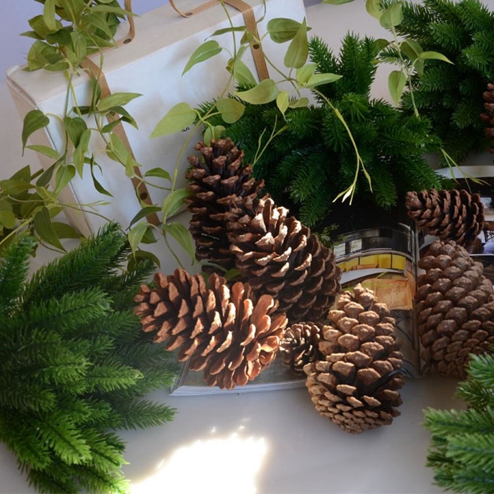 Green Artificial Fir Pine Tree Branches with Pinecones Simulated Fake Plants by Arcane Trail