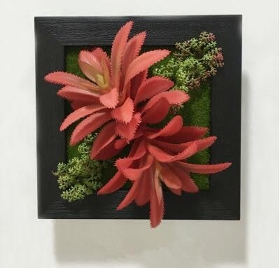 Red Artificial Succulent Plant Wall Hanging Art Framed Picture Frame Home Decor Simulation Fake Cactus Planters Terrarium Pots Garden by Arcane Trail