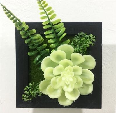 Green Artificial Succulent Plant Wall Hanging Art Framed Picture Frame Home Decor Simulation Fake Cactus Planters Terrarium Pots Garden by Arcane Trail