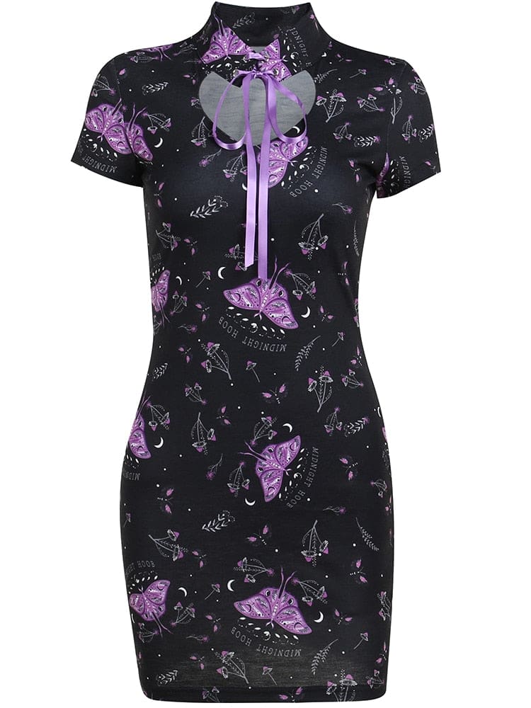 Goth Moth Cheongsam Dress - dress