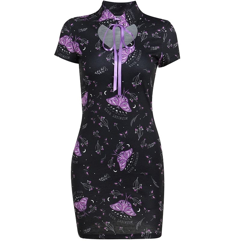 Goth Moth Cheongsam Dress - dress