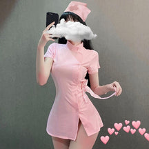 Gothic Nurse Cosplay - Pink - army, army nurse, bad ass badass cheongsam