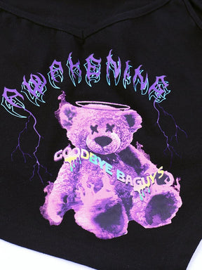 Gothic Teddy Asymmetrical Crop Top - shirt crop, crop tops, cropped top, pastel goth, shirt Shirts & Tops