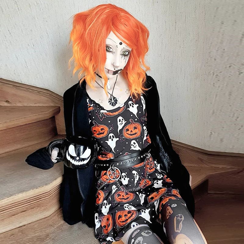 Grunge Pumpkin Skater Dress - dress