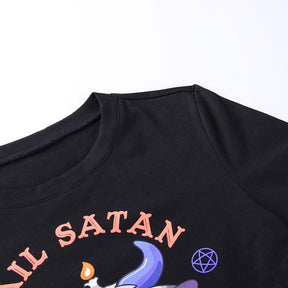 Hail Satan Watch Anime Crop Top - baby doll, babydoll, black, bodysuit, bodysuits