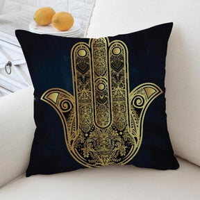 Black Hamsa Mandala Throw Pillow Cushion Cover Pillowcase Spiritual Reiki Chakra Healing Hindu Indian by Arcane Trail