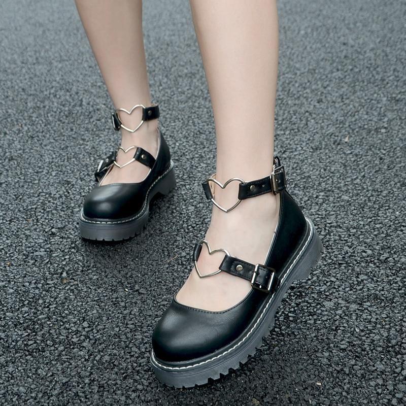 Heart Buckle Wedge Shoes - Shoes