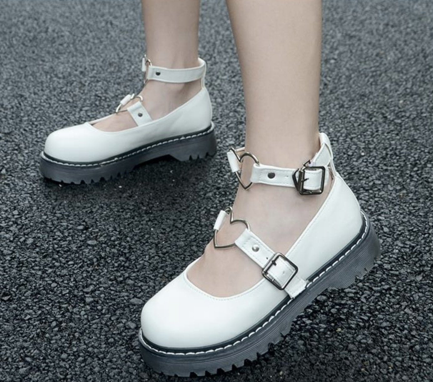 Heart Buckle Wedge Shoes - Shoes