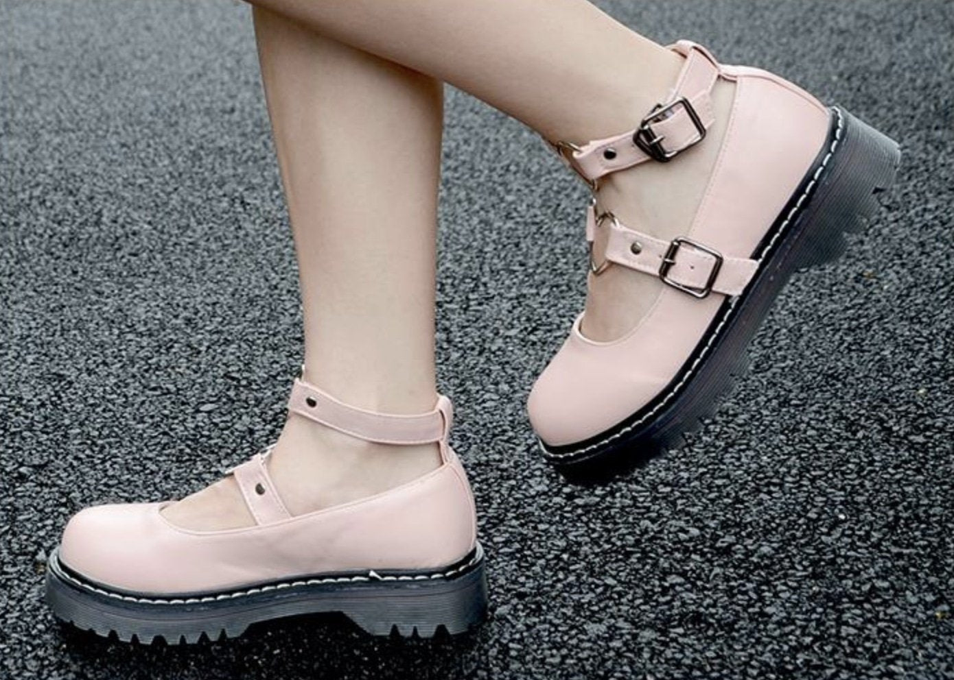 Heart Buckle Wedge Shoes - Shoes