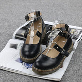 Heart Buckle Wedge Shoes - Black / 4 - Shoes