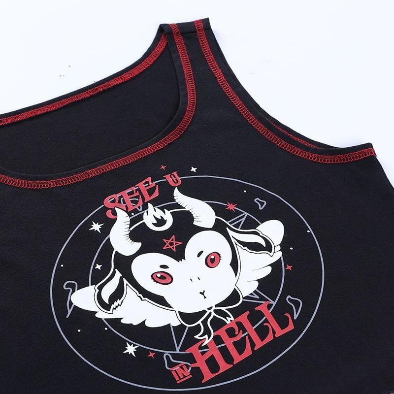 See You in Hell Crop Top - crop top, cropped, devil, devil horns, goth