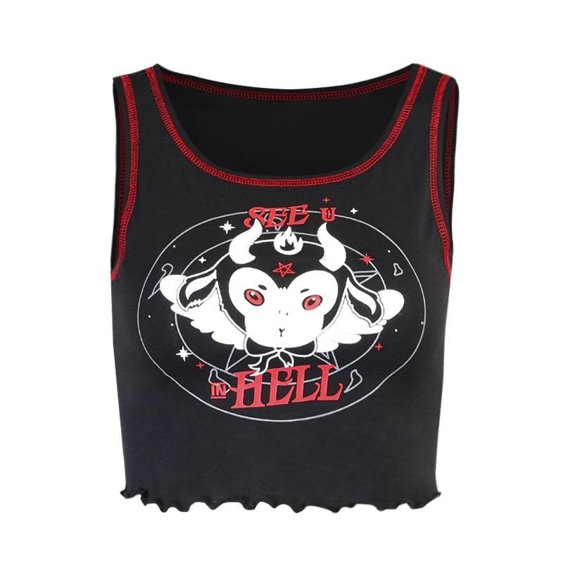 See You in Hell Crop Top - crop top, cropped, devil, devil horns, goth