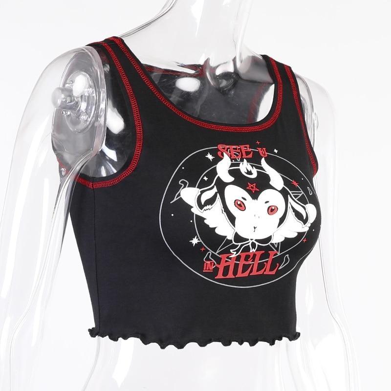 See You in Hell Crop Top - crop top, cropped, devil, devil horns, goth