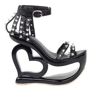 Hollow Heart Platforms - Black / 4 - Shoes
