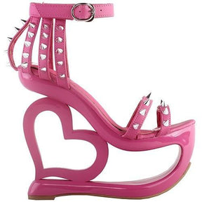 Hollow Heart Platforms - Hot Pink / 4 - Shoes