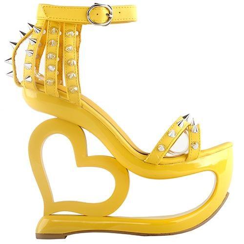 Hollow Heart Platforms - Yellow / 4 - Shoes