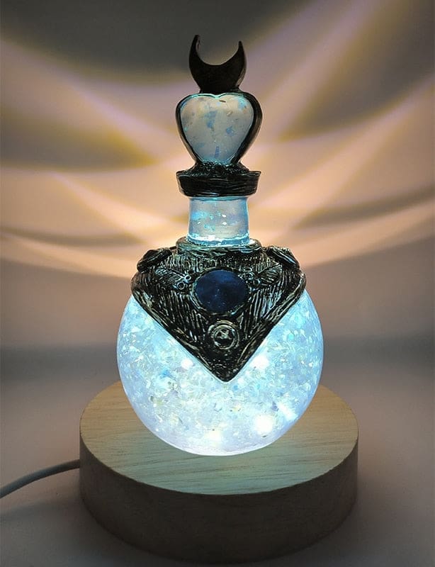 Illuminated Potion Alter Bottle - Blue with light - decor