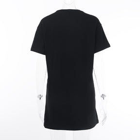 In Goth We Trust graphic T-shirt in Black, displayed from the back on a mannequin.