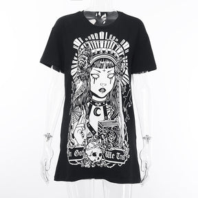 In Goth We Trust graphic T-shirt in Black, displayed from the front on a mannequin.
