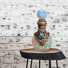 White heart bottle on a small stool