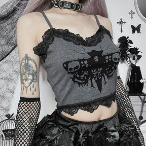 Lace Gothic Moth Tank Top