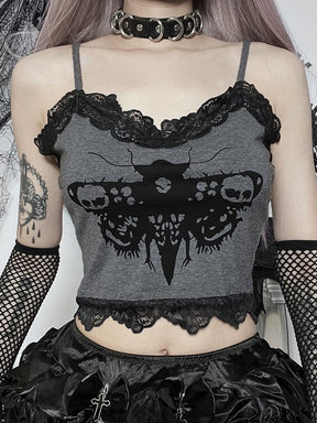 Lace Gothic Moth Tank Top - S