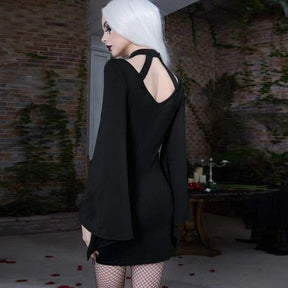 Black mini dress back cutout detail