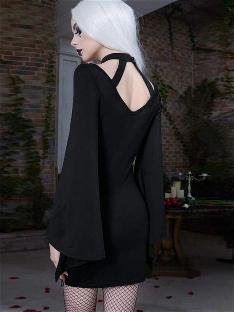 Black lattice dress open back