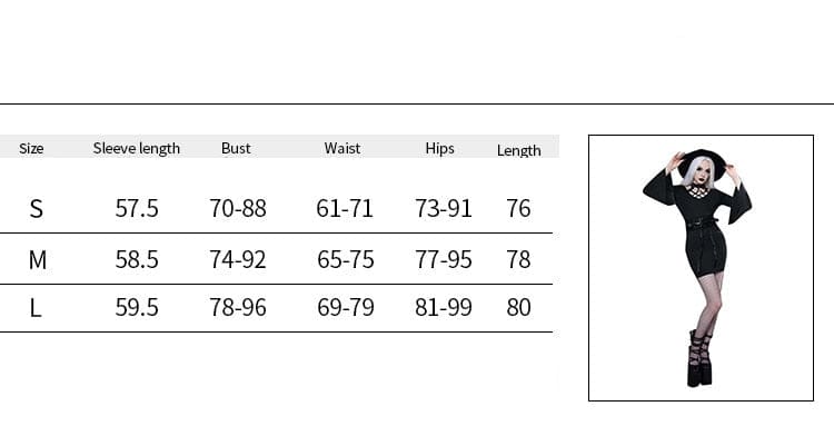 Everyday witch dress S M L size chart