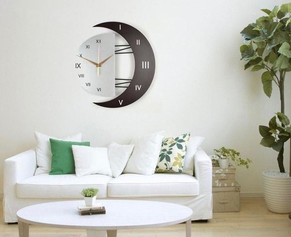 Modern Moon Lunar Wall Clock Futuristic Roman Numerals Star Witchy Witchcraft Pagan Goth Occult by Arcane Trail