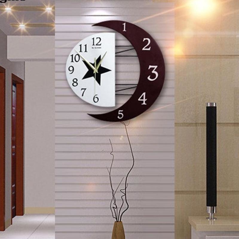 Modern Moon Lunar Wall Clock Futuristic Star Witchy Witchcraft Pagan Goth Occult by Arcane Trail