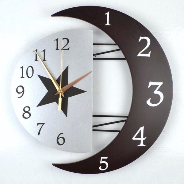 Modern Moon Lunar Wall Clock Futuristic Star Witchy Witchcraft Pagan Goth Occult by Arcane Trail