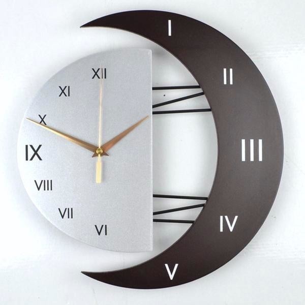 Modern Moon Lunar Wall Clock Futuristic Roman Numerals Star Witchy Witchcraft Pagan Goth Occult by Arcane Trail