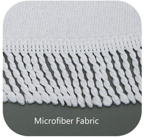 Detail graphic showing the soft-looking white reverse fabric and knotted fringe of a printed throw.