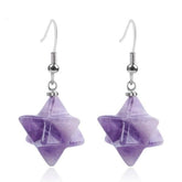 Purple Amethyst Crystal Merkaba Dangle Earrings Drop Sacred Geometry Metaphysical New Age Esoteric Reiki Healing Jewelry by Arcane Trail