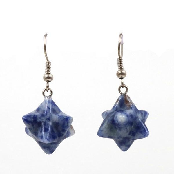 Lapis Lazuli Crystal Merkaba Dangle Earrings Drop Sacred Geometry Metaphysical New Age Esoteric Reiki Healing Jewelry by Arcane Trail