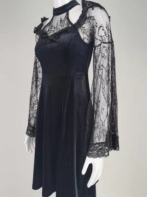 Black velvet mini dress mannequin side