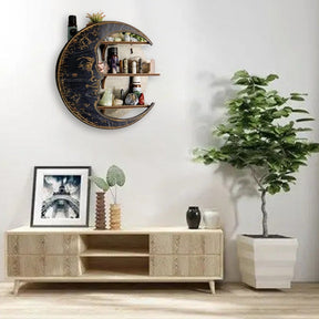 Black moon shelf room display close-up