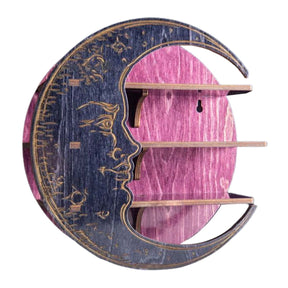 Purple moon face shelf empty angled view