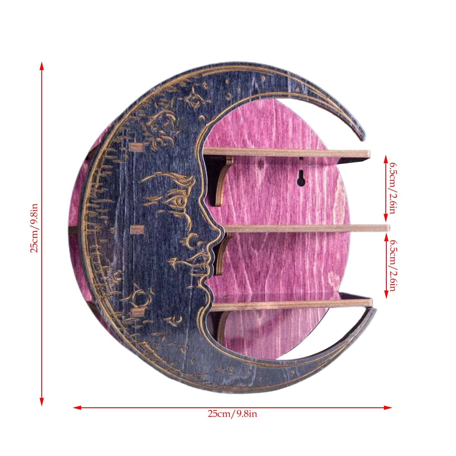Purple moon shelf ledge spacing measurement guide