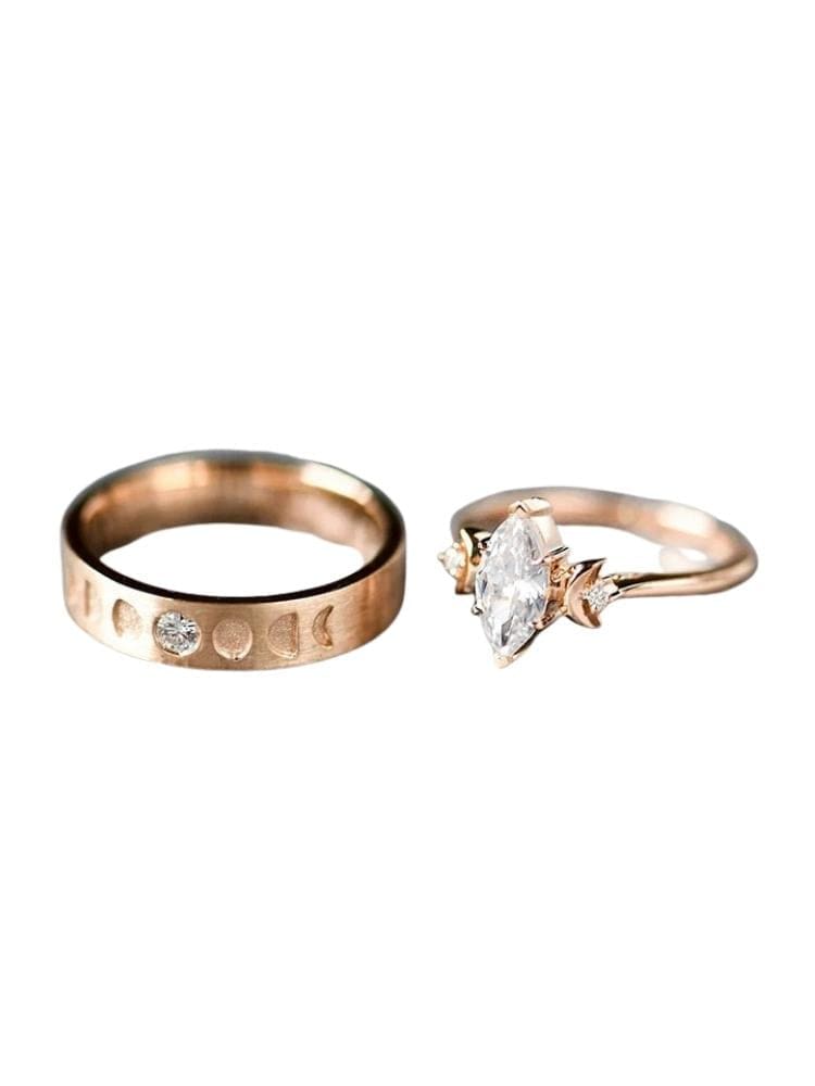 Moon Phase 2 Piece Ring Set - ring