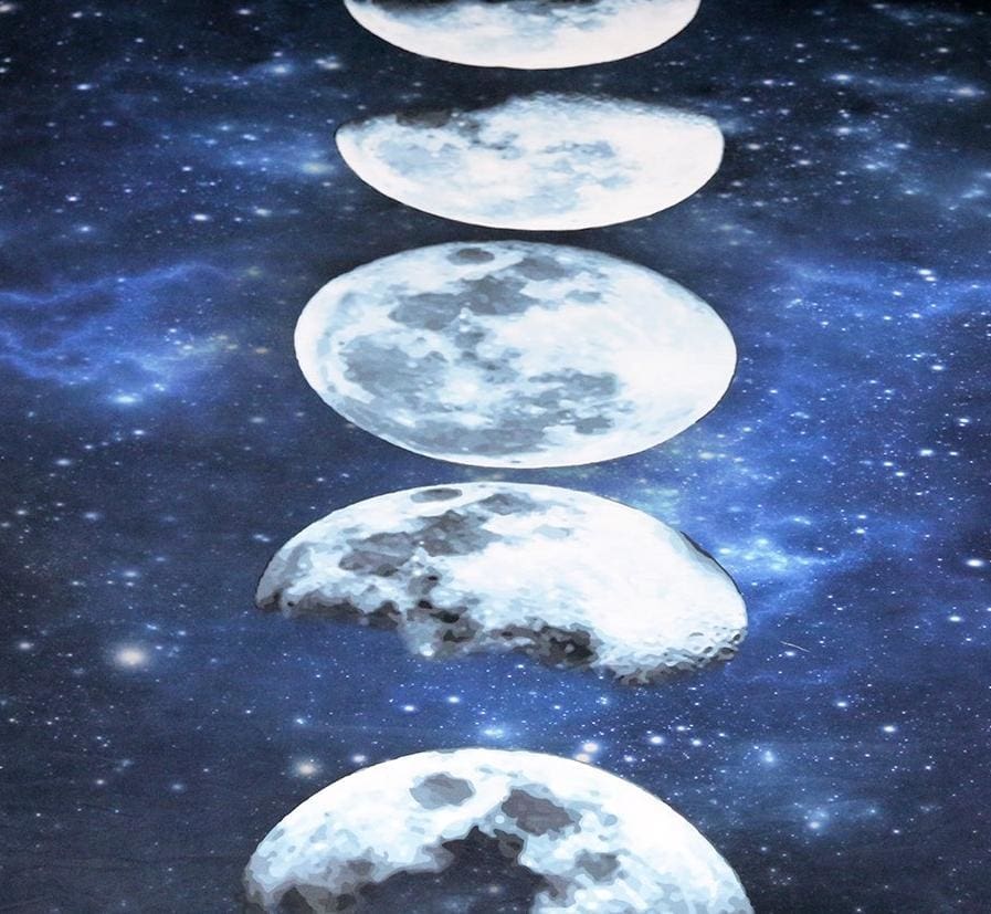 Blue Moon Phases Galaxy Bedroom Set Duvet Cover Bedspread Sheets Pillowcase Spiritual Witchcraft Wicca Goddess by Arcane Trail