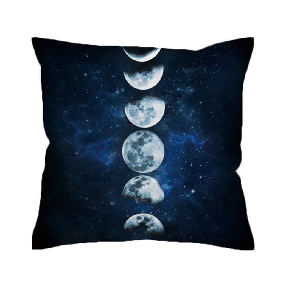 Blue Moon Phases Eclipse Throw Pillow Cushion Cover Pillowcase Witchcraft Wicca Symbols  by Arcane Trail