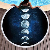Blue Moon Phases Eclipse Area Rug Tapestry Floor Yoga Mat Beach Towel Witchcraft Wicca Symbols  by Arcane Trail