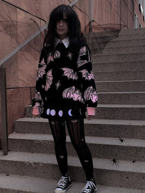 Pastel Goth Bat Pullover - sweater