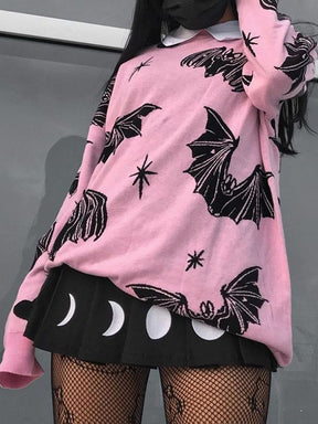 Pastel Goth Bat Pullover - sweater