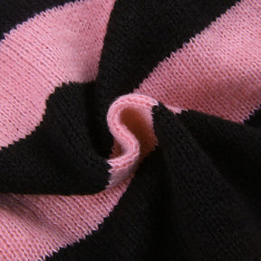 Pink & Black Off The Shoulder Sweater Dress - dress black dress, dresses, goth dresses, pastel goth, z1 Dresses