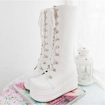 Platform Moto Boots - White / 4 - Shoes