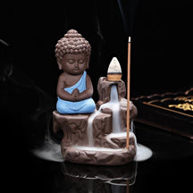Praying Monk Incense Burner - Blue - Home